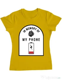 Tricou ADLER dama In memory of my phone Galben