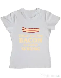 Tricou ADLER dama Bacon lover Alb
