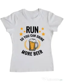 Tricou ADLER dama Drinking more beer Alb