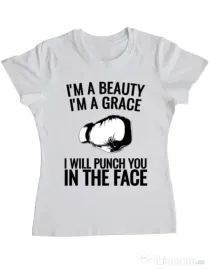 Tricou ADLER dama I am a grace Alb