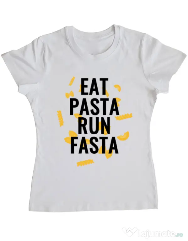 Tricou ADLER dama Eat pasta Alb