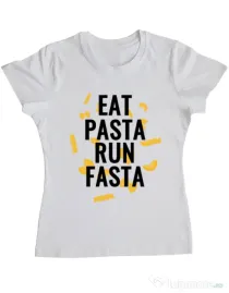 Tricou ADLER dama Eat pasta Alb