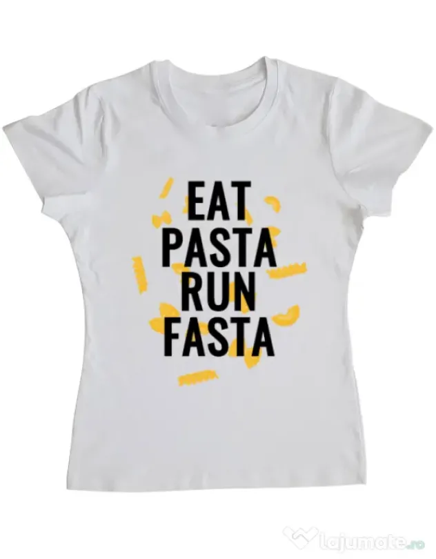 Tricou ADLER dama Eat pasta Alb