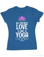Tricou ADLER dama Love and yoga Albastru azuriu