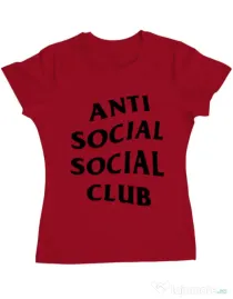 Tricou ADLER dama Anti social Club Rosu