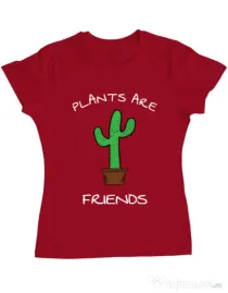 Tricou ADLER dama Plants are friends Rosu