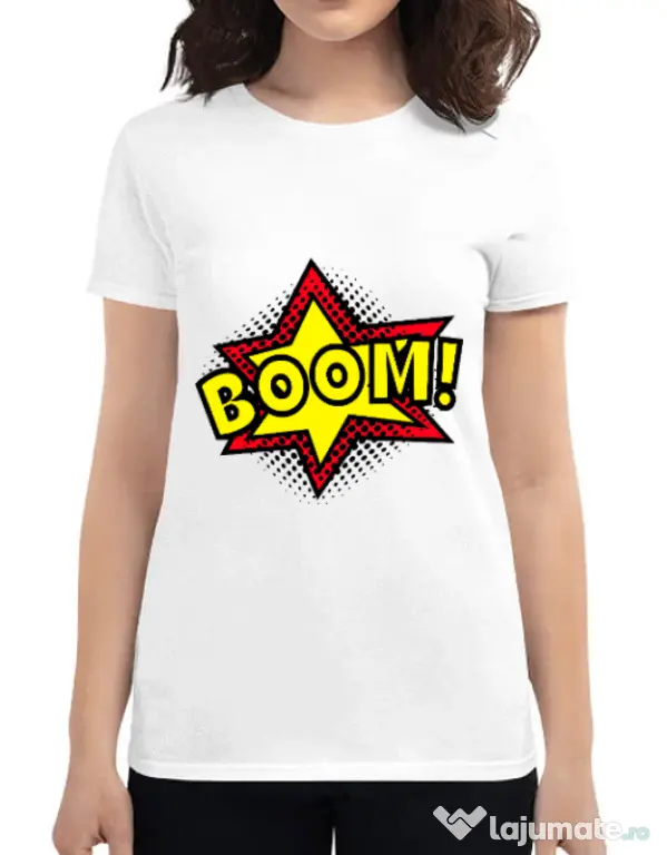 Tricou ADLER dama Boom! Alb