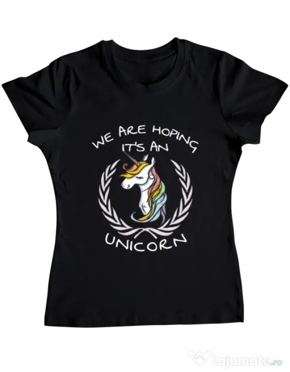 Tricou ADLER dama Hoping for an unicorn Negru