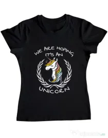Tricou ADLER dama Hoping for an unicorn Negru