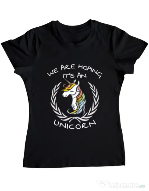 Tricou ADLER dama Hoping for an unicorn Negru