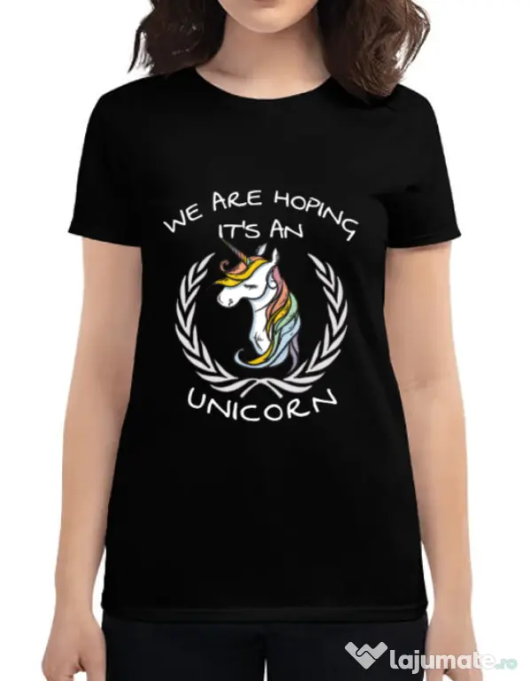 Tricou ADLER dama Hoping for an unicorn Negru