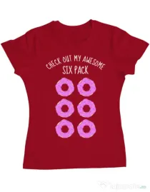 Tricou ADLER dama Awesome sixpack Rosu
