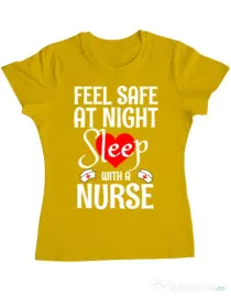 Tricou ADLER dama Feel safe at night Galben