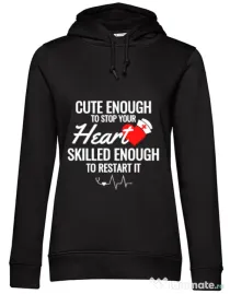 Hoodie dama cu gluga Cute enough Negru