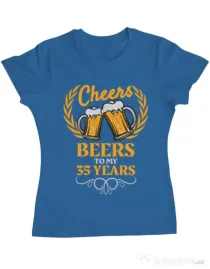Tricou ADLER dama Birthday Cheers Albastru azuriu