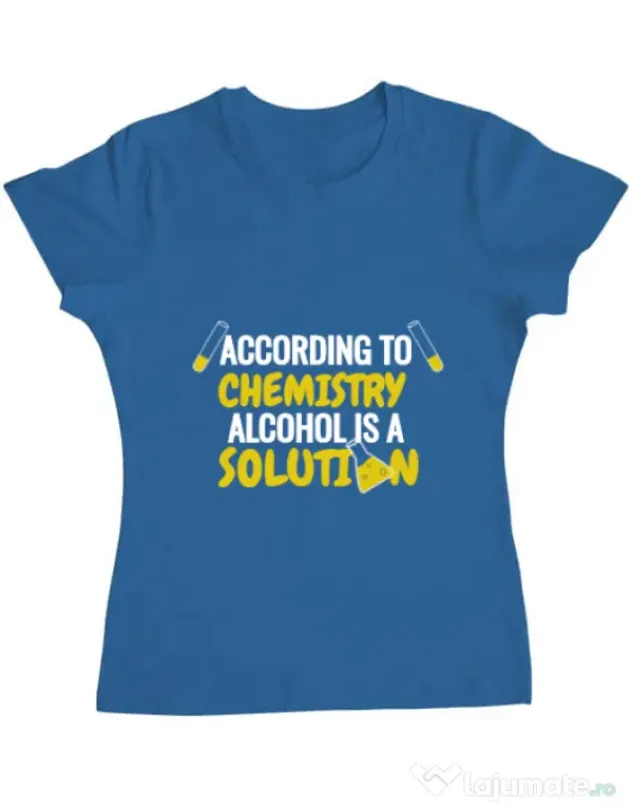 Tricou ADLER dama Alcohol is a solution Albastru azuriu