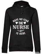 Hoodie dama cu gluga The nurse is here Negru