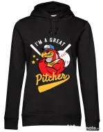 Hoodie dama cu gluga Great pitcher Negru