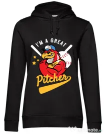 Hoodie dama cu gluga Great pitcher Negru