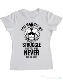Tricou ADLER dama Never quit Alb