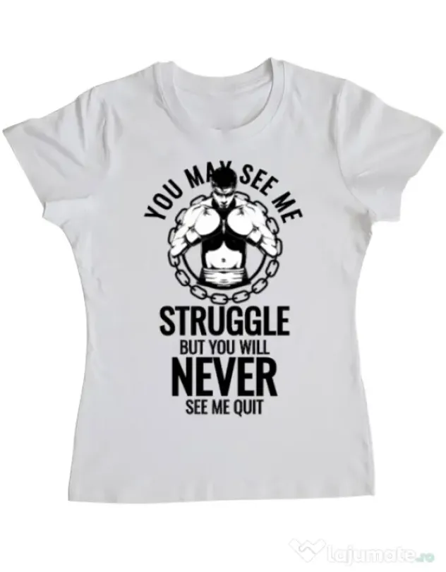 Tricou ADLER dama Never quit Alb