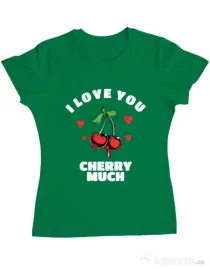 Tricou ADLER dama Love you cherry much Verde mediu
