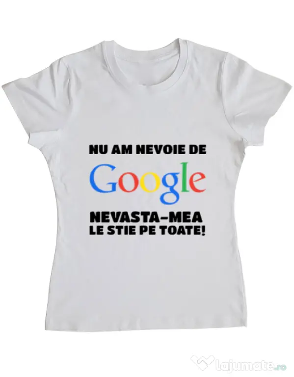 Tricou ADLER dama Nu am nevoie de google Alb