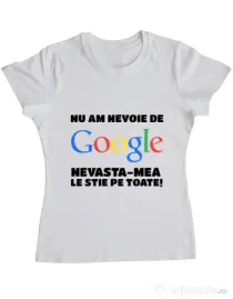 Tricou ADLER dama Nu am nevoie de google Alb