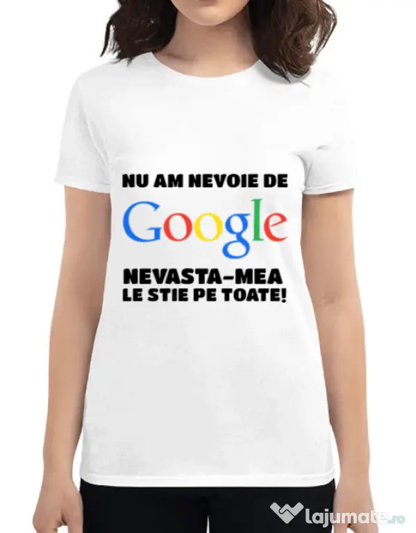 Tricou ADLER dama Nu am nevoie de google Alb