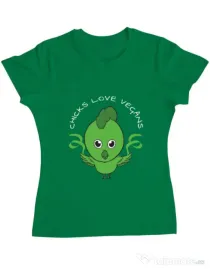 Tricou ADLER dama Chicks love vegans Verde mediu