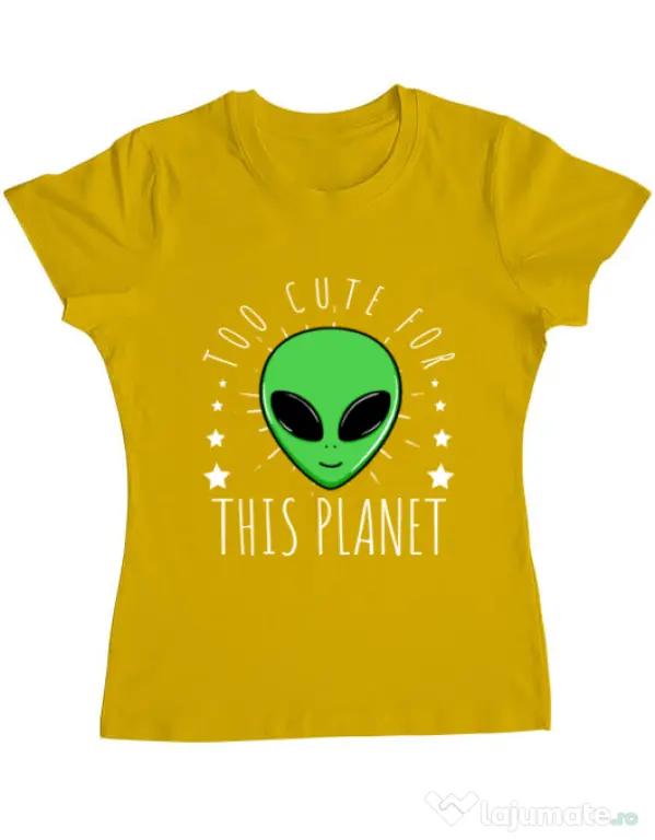 Tricou ADLER dama Too cute Galben