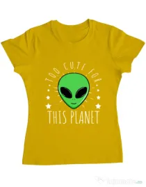 Tricou ADLER dama Too cute Galben