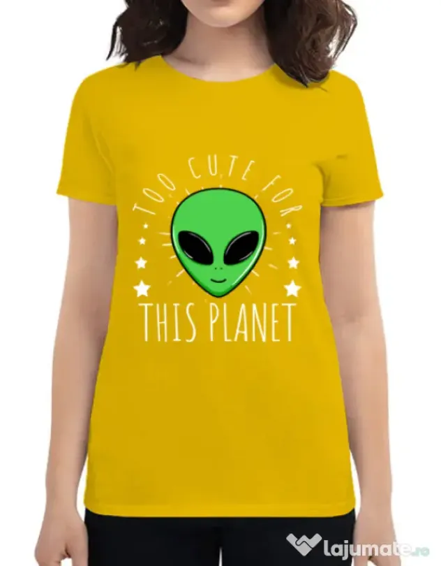Tricou ADLER dama Too cute Galben