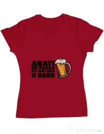 Tricou ADLER dama As mai bea o bere Rosu