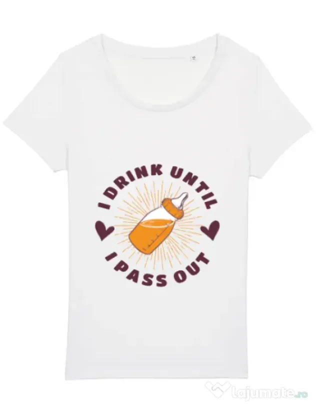 Tricou STANLEY STELLA dama I drink until I pass out Alb