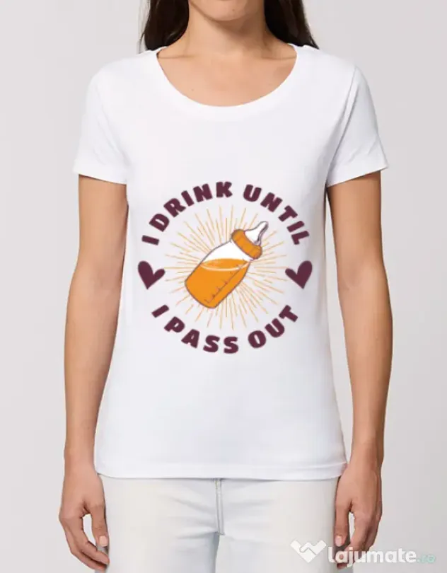 Tricou STANLEY STELLA dama I drink until I pass out Alb