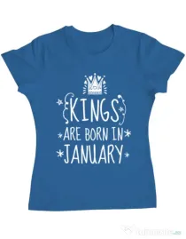 Tricou ADLER dama Kings are born in january Albastru azuriu