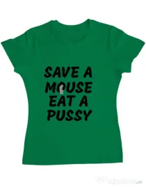 Tricou ADLER dama Save a mouse Verde mediu
