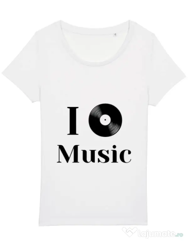 Tricou STANLEY STELLA dama I love music Alb