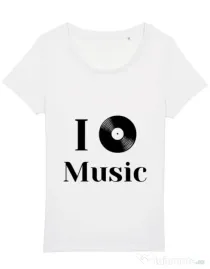 Tricou STANLEY STELLA dama I love music Alb