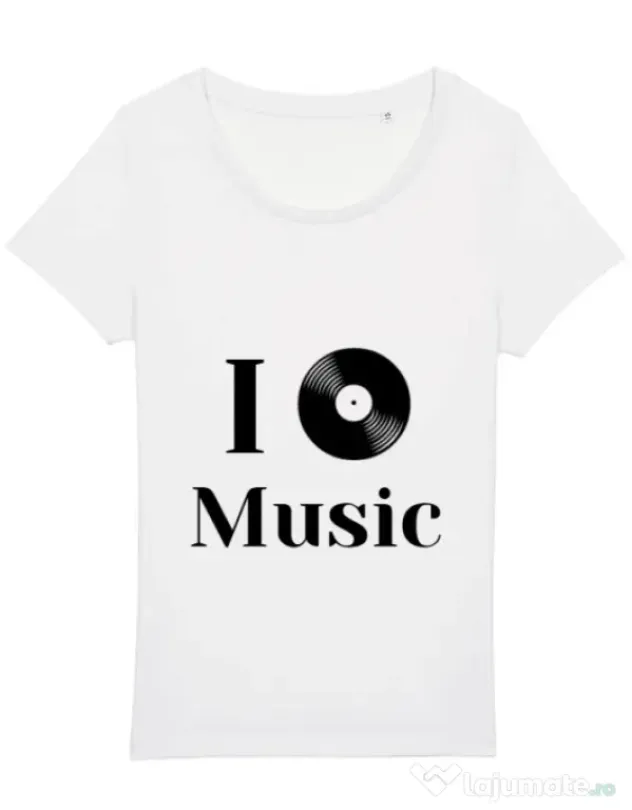 Tricou STANLEY STELLA dama I love music Alb