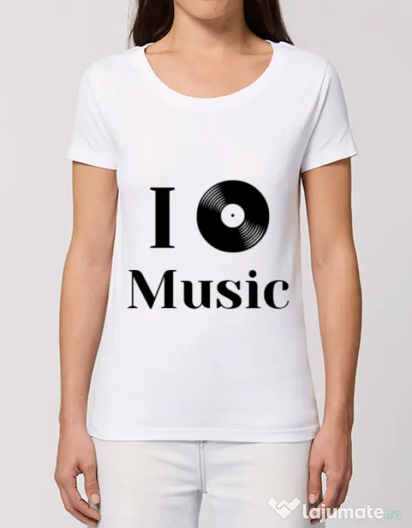 Tricou STANLEY STELLA dama I love music Alb