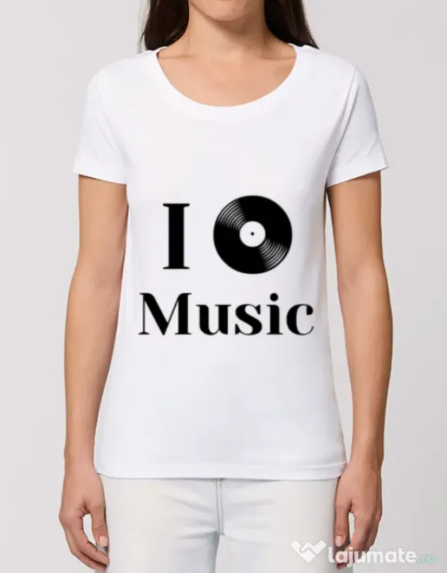 Tricou STANLEY STELLA dama I love music Alb