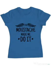 Tricou ADLER dama The moustache Albastru azuriu
