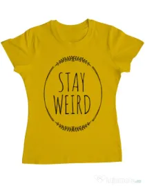 Tricou ADLER dama Stay weird Galben