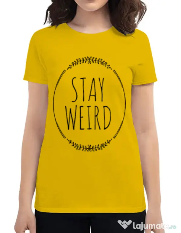 Tricou ADLER dama Stay weird Galben