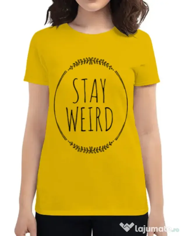 Tricou ADLER dama Stay weird Galben