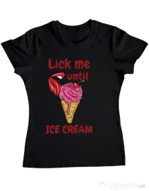 Tricou ADLER dama Lick me until ice cream Negru