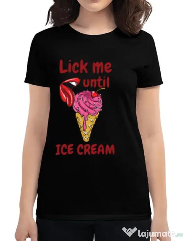 Tricou ADLER dama Lick me until ice cream Negru