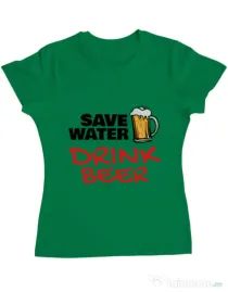 Tricou ADLER dama Save water Verde mediu